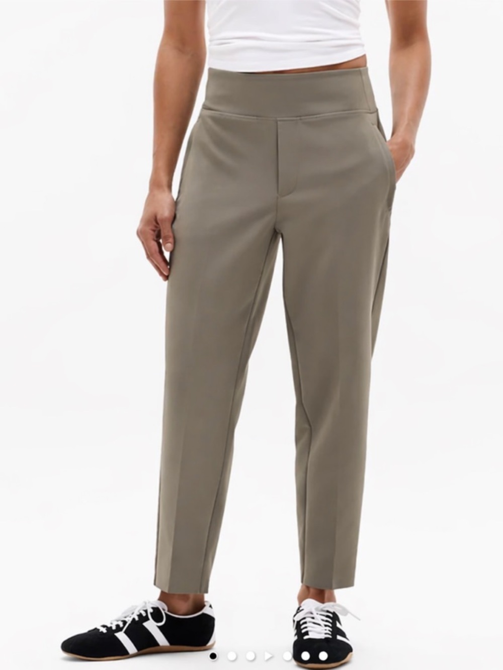 Athleta Endless High Rise Pant Size 4 Olive Green Tapered Stretch Ankle